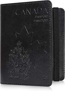 RSAquar Passport Holder for Women and Men, Premium Leather Travel Passport Wallet Passport Cover, Black