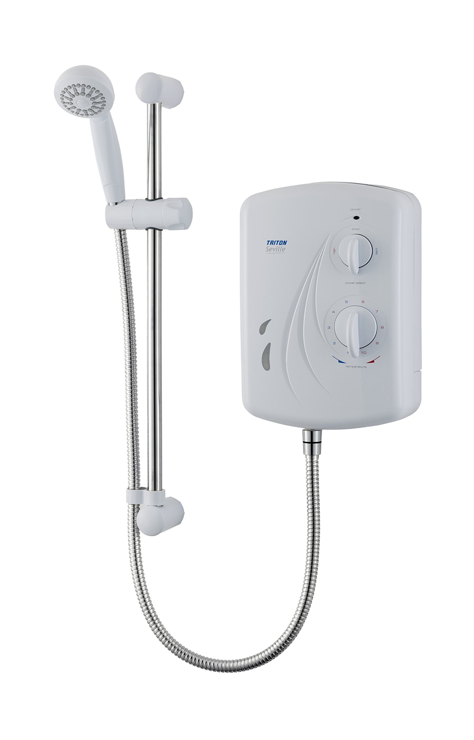 Triton Showers Seville, Shower Electric, 10.5 KW, White, Instant Hot Water, Repl