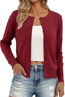 Trendy Queen Womens Cardigan Sweaters Lightweight Crew Neck Outfits Fall Fashion 2025 Clothing