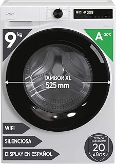 Candy ProWash 500 BR 49SBL8-S, Washing Machine 9 kg, 1400 RPM, Digital Display, WIFI Connectivity, 16 Cycles, Inverter Motor, Delayed Start 24H, Child Lock, Drum 52.5 cm, 72 DB, White