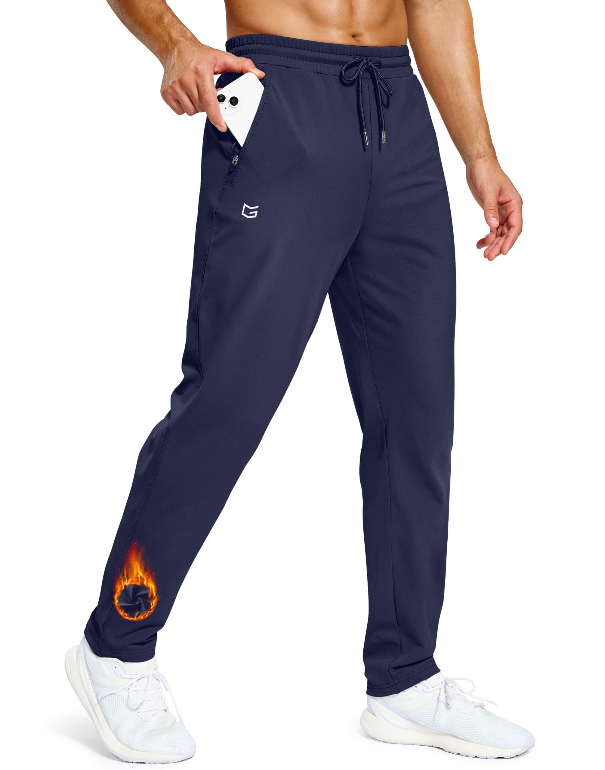 G Gradual Mens Fleece Lined Winter Pants 32"/34"/36" Inseam Tall Sweatpants