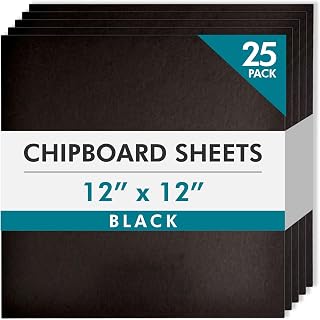 Grafix Medium Weight Chipboard, 12 x 12 in, .057 in, Black