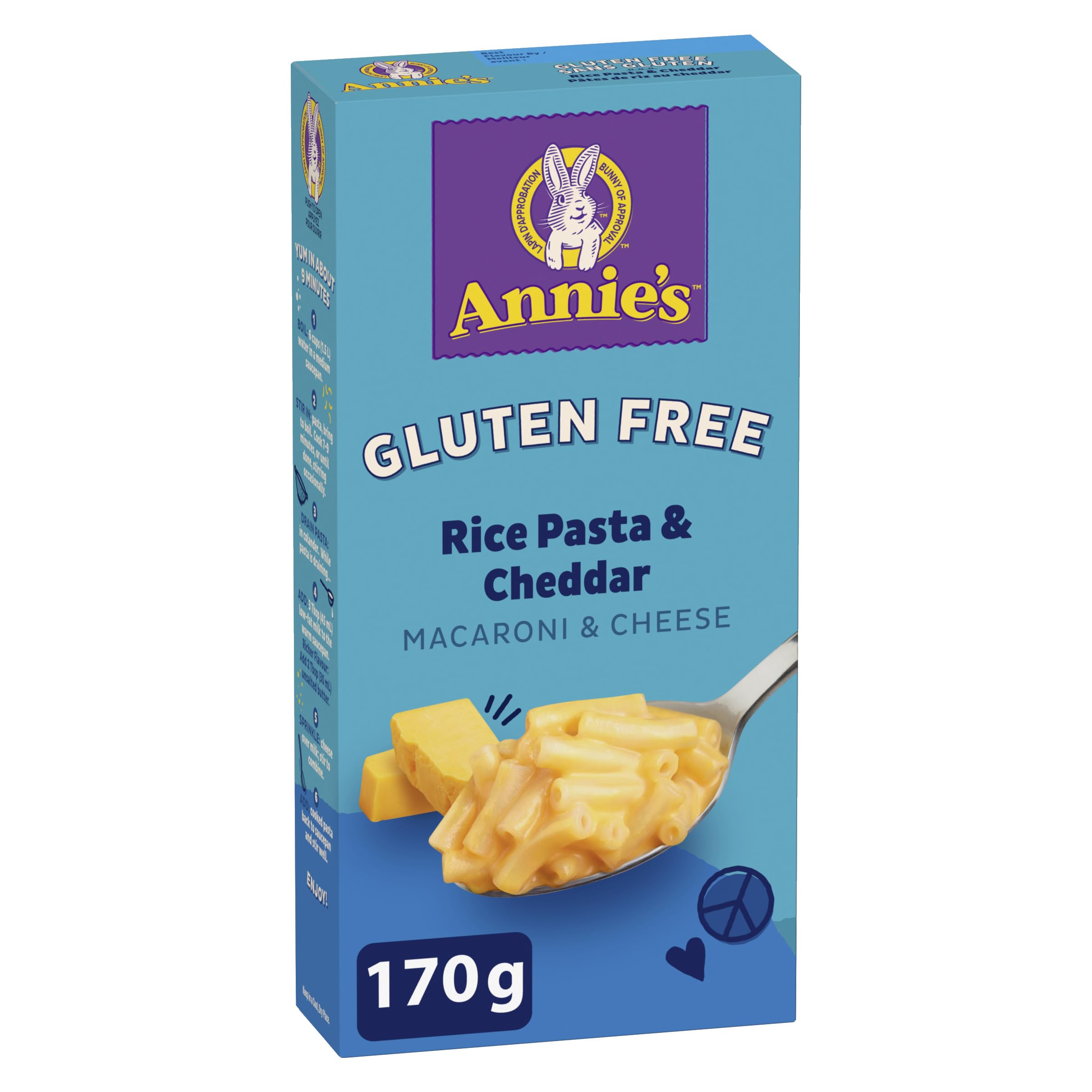 ANNIE'S - MACARONI AND CHEESE Gluten Free Rice Pasta and Cheddar, No Artificial 