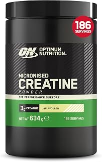 Optimum Nutrition Micronised Creatine Monohydrate Powder, 634g | Unflavored, 186 Servings, Supplement to Support Muscle Strength and Power, Pre and Post Workout