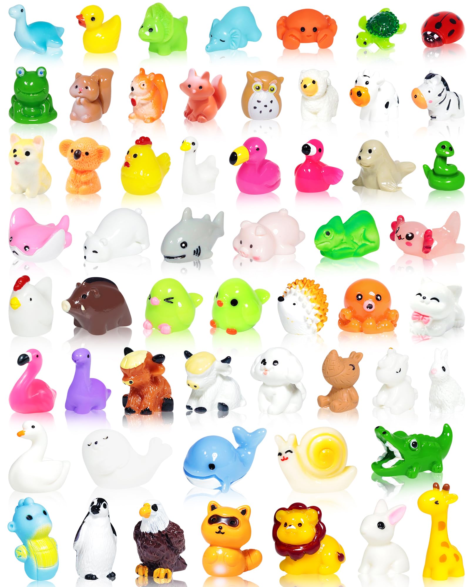 FIVEIZERO 56 Styles Mini Resin Animal Figurines Bulk, Unique Assorted Tiny Littl
