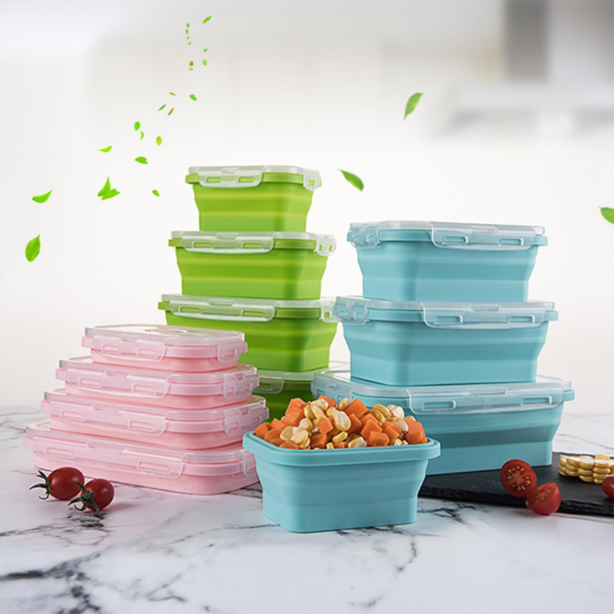 500ml Silicone Foldable Lunch Box 1 Piece - Airtight Seal, Durable and Portable,