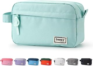 Sooez Original High Capacity Pencil Case, Big Pencil Bag Pouch Organizer | Pen Case Aesthetic Supply for Girls Adults, Portable Journaling Supplies with Easy Grip Handle & Loop, Mint Green