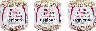 Aunt Lydia Fashion Natural Crochet - 3 Pack of 150y/137m - Cotton - Gauge 3 - Crochet