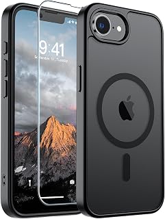 SUPFINE Magnetic Case for iPhone 16e 2025 (Compatible with MagSafe) (Military Grade Drop Protection) Slim Translucent Matte Shockproof Anti-Fingerprint Protective Cover for iPhone 16e 2025 Black