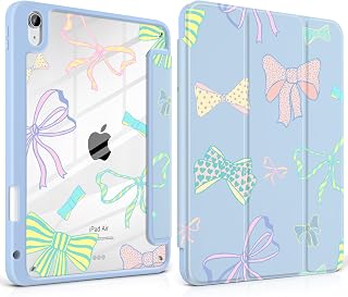 MEEgoodo Case for iPad Air 11 inch M3 2025 / M2 2024, iPad Air 5th/4th Generation 10.9 inch 2022/2020 Tablet Case with Clear Acrylic Back Hand Drawn