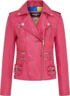 Infinity Leather Retro 100% Nappa Leather Biker Jacket For Women