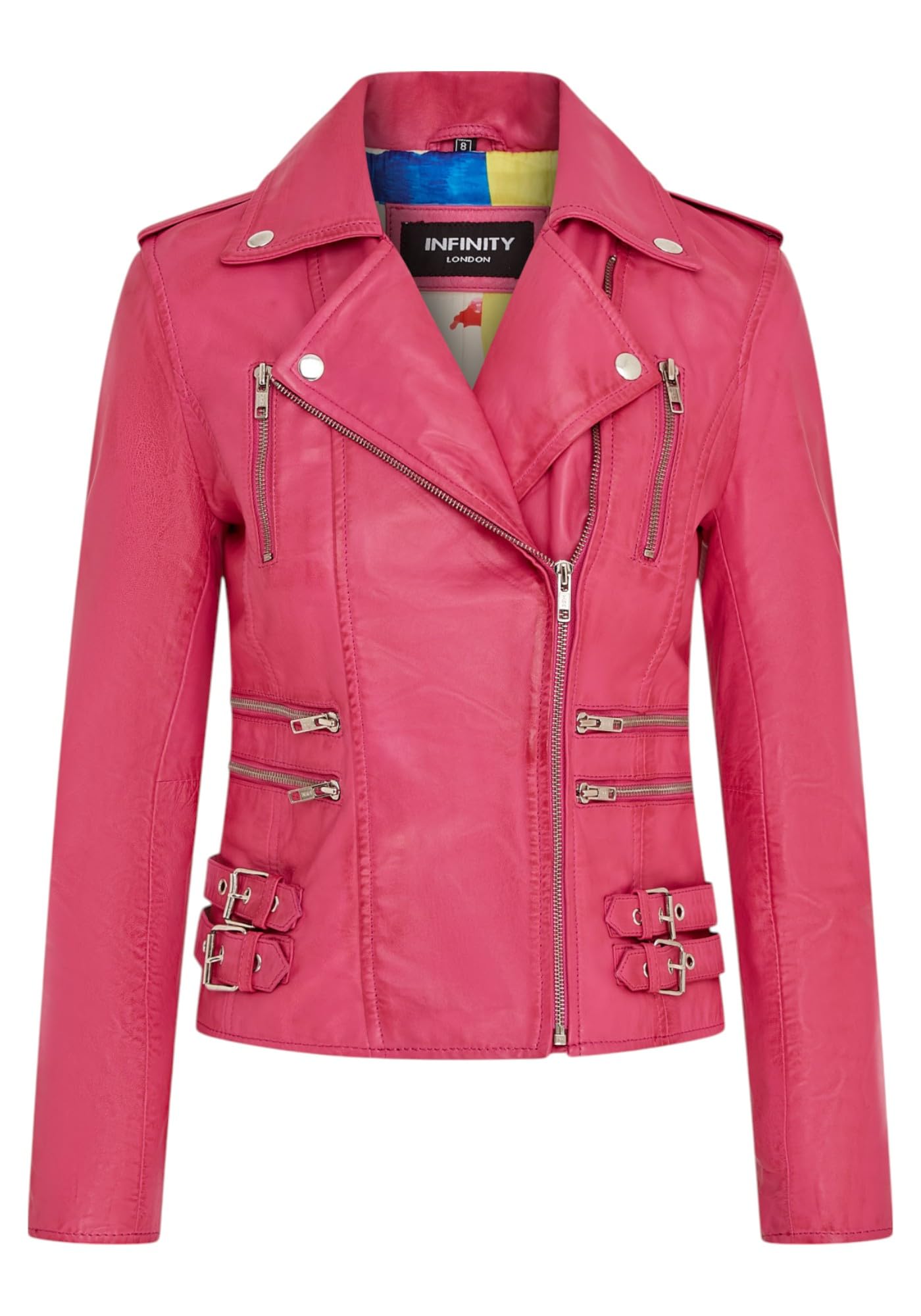 Infinity Leather Retro 100% Nappa Leather Biker Jacket For Women
