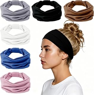 1PC Women Elastic Knit Wide Headband Yoga Sweat-absorbing Headband (Black)