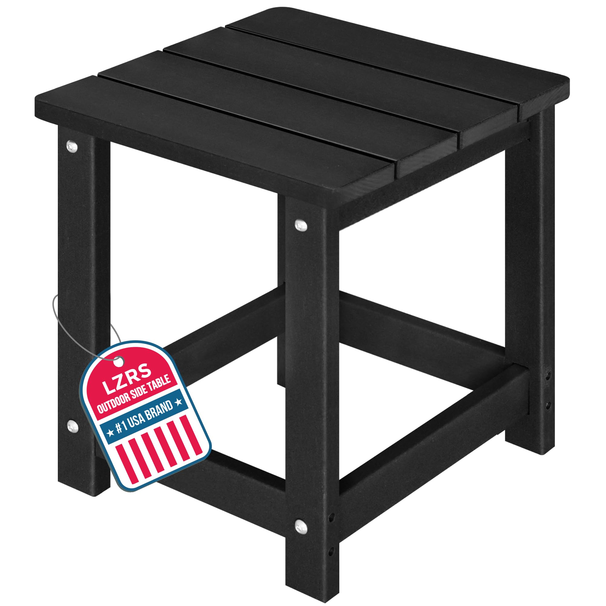 LZRS Patio Side Table, Heavy Duty HDPE Outdoor End Table with Wood Texture, Weat