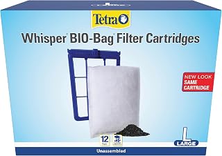 Tetra Whisper Bio-Bag Large Filter Cartridges for Aquariums, 12 Count | Unassembled, Fits Tetra Whisper Fish Tank Filters 10-30 Gal, 20-40 Gal, PF-20, 30, 40, 60, IQ 20, 30, 45, 60, Replace Monthly