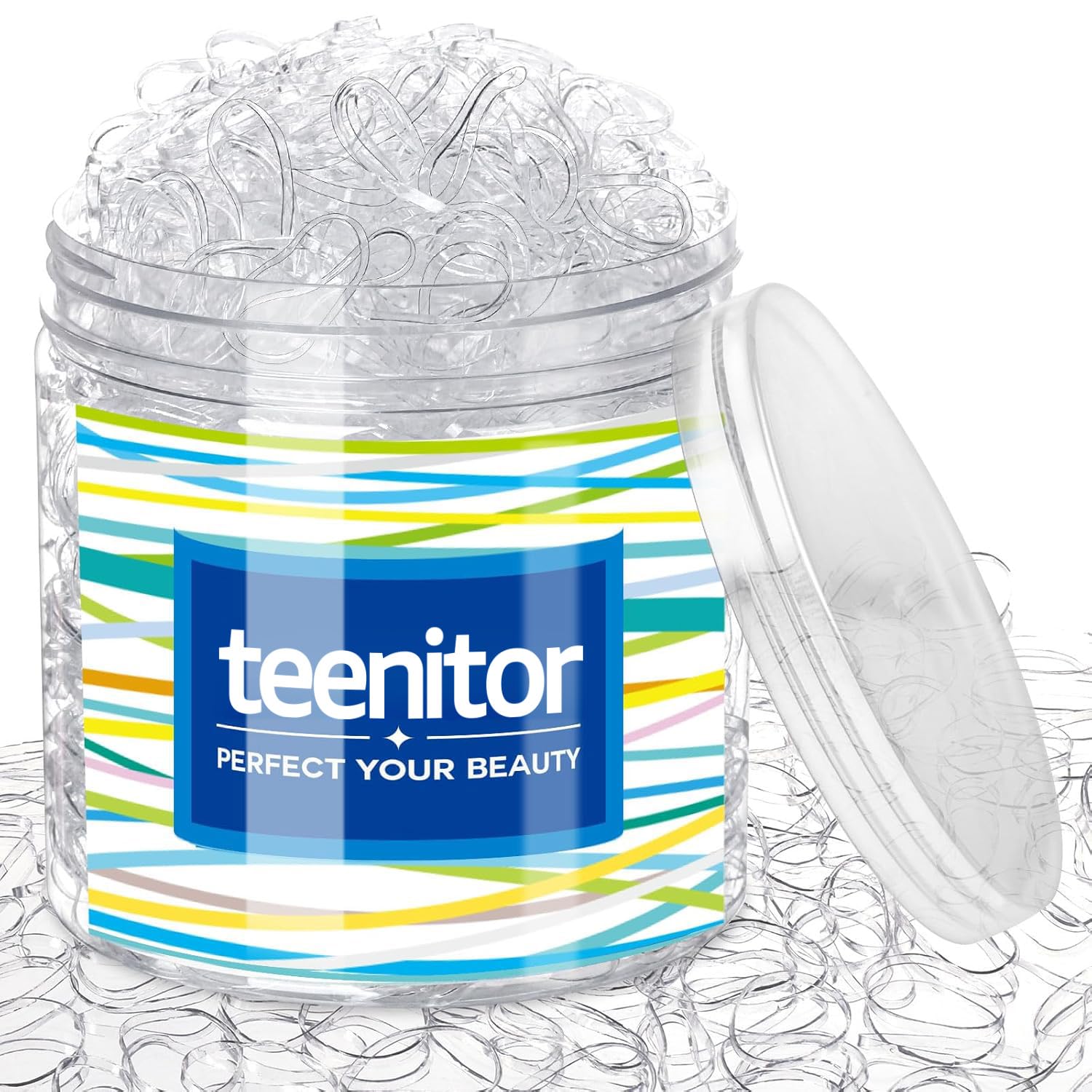 Teenitor 2000Pcs Clear Hair Ties Small Hair Elastics Rubber Hair Bands | Soft TP