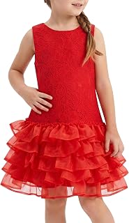 Sunny Fashion Girls Dress White Lace Flowy A-line Tiered Sleeveless Sundress Wedding Party Size 7-14 Years