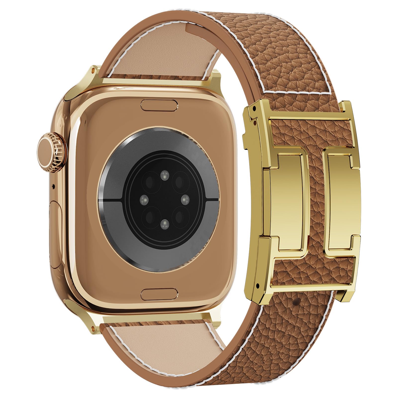 Leather Watch Band with Magnetic Buckle,Dressy Apple Watch Ultra Leather Band Ru