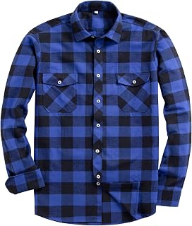 siliteelon Flannel Shirt Checked Shirt Mens Cotton Lumberjack Plaid Shirts