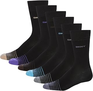 DKNY Ross Men's Black Socks 6 Pack | Suitable for Work, Casual Wear, and Sports | Breathable, Bamboo Mens Socks 7-11 UK | Colour-Tip Black Multipack Set
