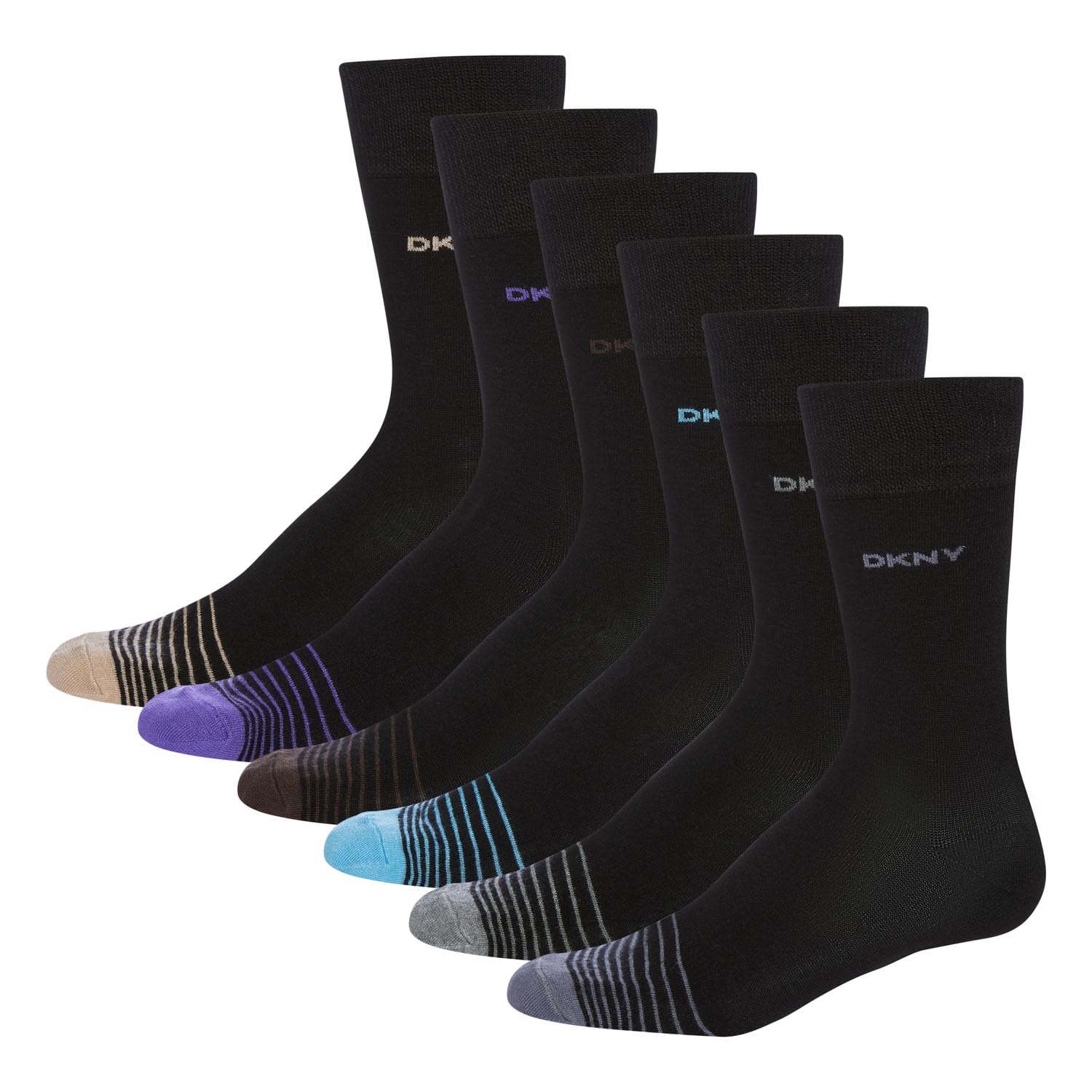 DKNY Ross Men's Black Socks 6 Pack | Suitable for Work, Casual Wear, and Sports 