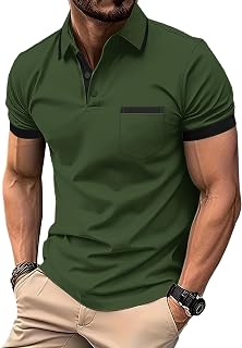 zitysport Men's Polo Shirt Sleeve with Chest Pocket Golf Polo Breathable Quick Dry Poloshirt Sport Man Slim Fit Tshirt Summer Shirt Man