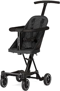 Dream On Me Coast Rider Lightweight Travel Stroller, 45 Lb Limit, Black | 5-Point Harness, Smooth Wheels, Compact Stroller, Theme Park Approved, Quick Fold, Converts to Rider & Scooter