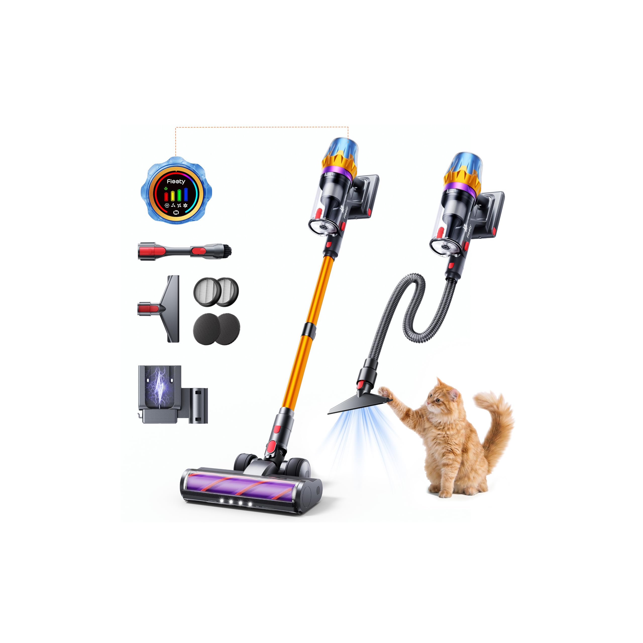 80Mins Cordless Vacuum Cleaner, 650W 55Kpa Stick Vacuum Cleaner for Home