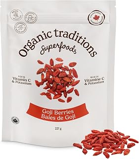 Organic Traditions Sundried Goji Berries, Whole Superfruit Snack, 16oz | Naturally Sweet Dried Berry Taste, Rich in Vitamins, Minerals, and Antioxidants, Vegan Non GMO Ingredient for Tea and Recipes