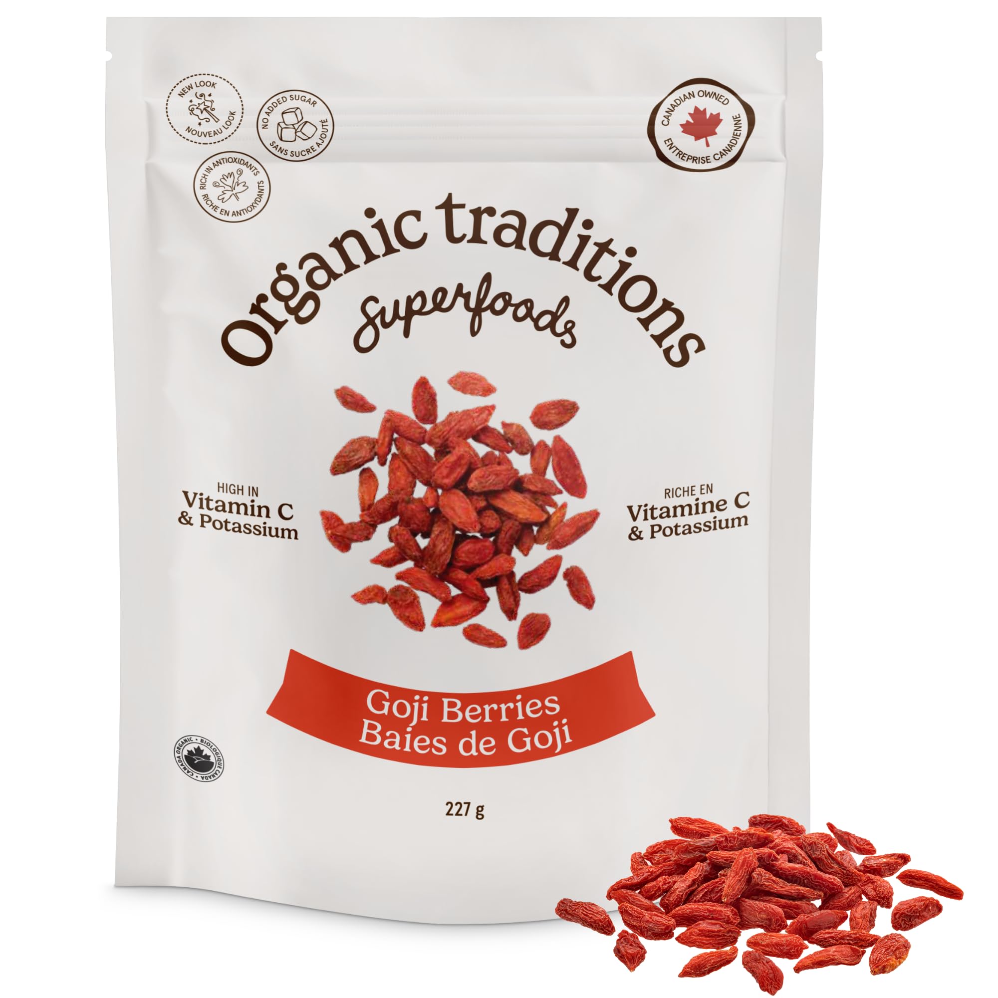 Organic Traditions Sundried Goji Berries, Whole Superfruit Snack, 16oz | Natural