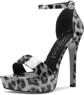 Aachcol Womens Platform Sandals Peep Open Toe Stiletto High Heels Ankle Strap Buckle Sexy Dress Shoes 5.1 Inches Heels