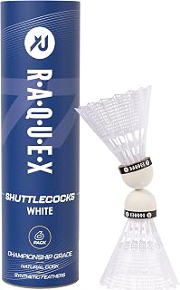 Raquex Badminton Shuttlecocks - Natural Cork, Nylon Feathers, Durable