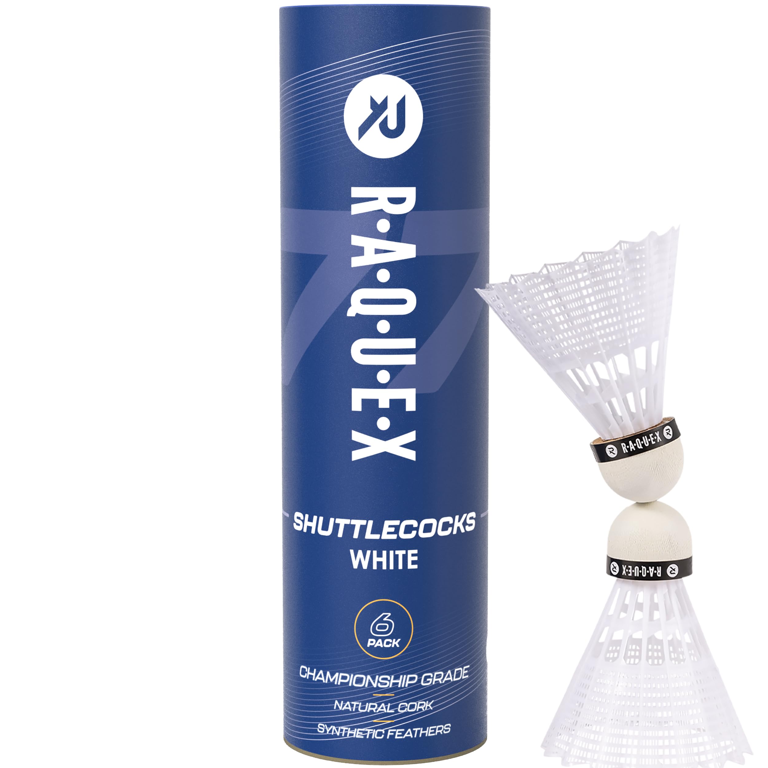 Raquex Badminton Shuttlecocks - Natural Cork, Nylon Feathers, Durable