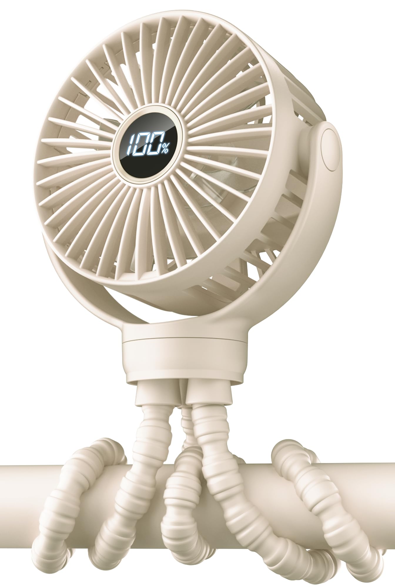 Portable Pram Fan, Small Rechargeable Clip On Fan with Digital Display | 2000mAh
