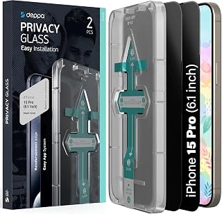 Deppa [2 Pieces Privacy Screen Protector for iPhone 15 Pro (6.1") | Anti-Spy 9H Tempered Glass | Full Coverage | Anti Scratches | Ultra Resistant | Easy Installation Kit
