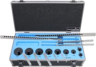 Accusize Industrial Tools - No.10 HSS Keyway Broach Set, 18 Pcs with Precision Ground Teeth, Includes 4 Broaches & 9 Bushings, 5100-0010