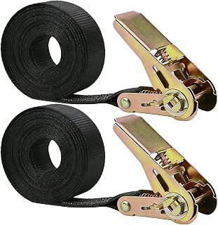 2 Pack Heavy Duty Ratchet Tie Down Straps - Adjustable Premium Tensioning Straps, 6M x 25mm. Secure Solutions for Motorcycle, Car, Trailer, Cargo & Home Moving