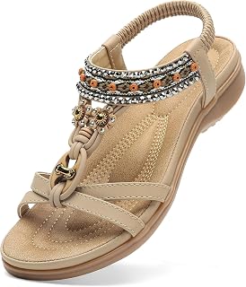 Littleplum Womens Sandals Arch Support Summer Beach Sandals Comfort Walking Shoes Bohemian Flip Flops Sandals for Women