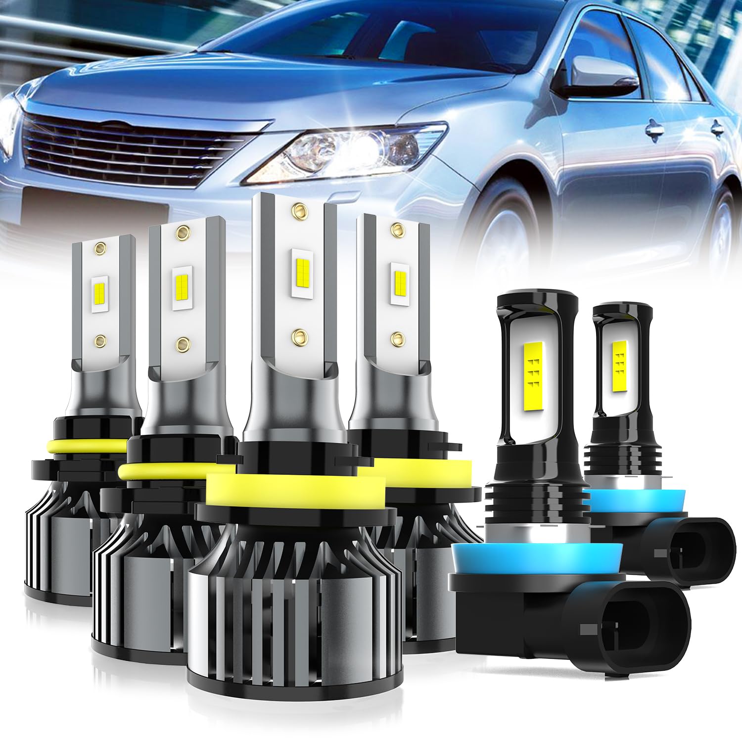 LED Headlight Bulbs Compatible With Toyota Camry 2007-2014,9005 + H11 High Low B