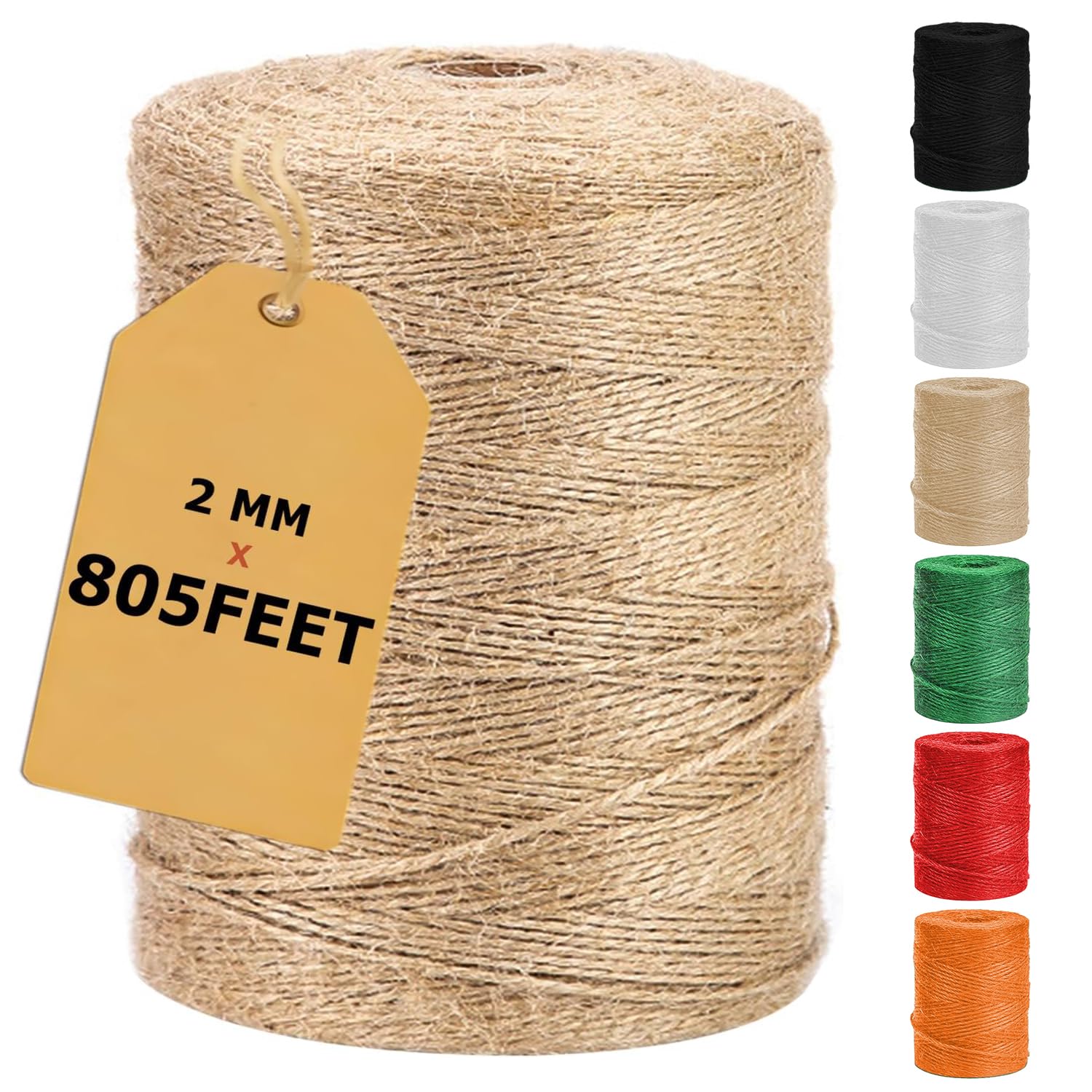 Vanhench 805FT Natural Jute Twine String, Bulk Hemp Jute Rope Cord Twine for Cra