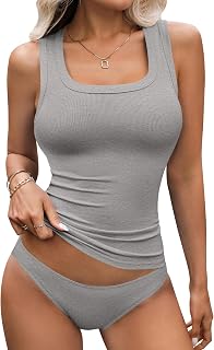 LYANER Women's Ribbed Knit Casual Tank Tops