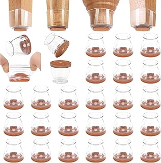 CHUNZEXI 24 Pack Chair Leg Floor Protectors, Universal S Clear, Silicone