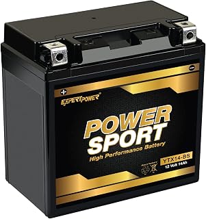 ExpertPower YTX14-BS 12V 14Ah AGM SLA Motorcycle Battery, 220 CCA | Vibration Resistant ATV / UTV Replacement Batteries Compatible with select ATVs, Scooters, Snowmobiles and Motorcycles