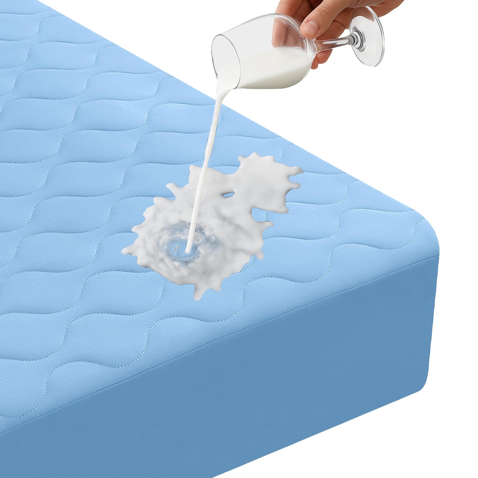 Ystyle Mattress Protector 90 x 190 cm Quilted Blue
