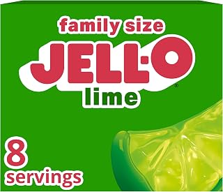 Jell-O Gelatin Dessert Mix, Family Size, Lime, 6 oz Box | 90 Calories per Serving, Sweet Gelatin Dessert, Just Stir with Boiling & Cold Water, Sealed Pouch for Freshness