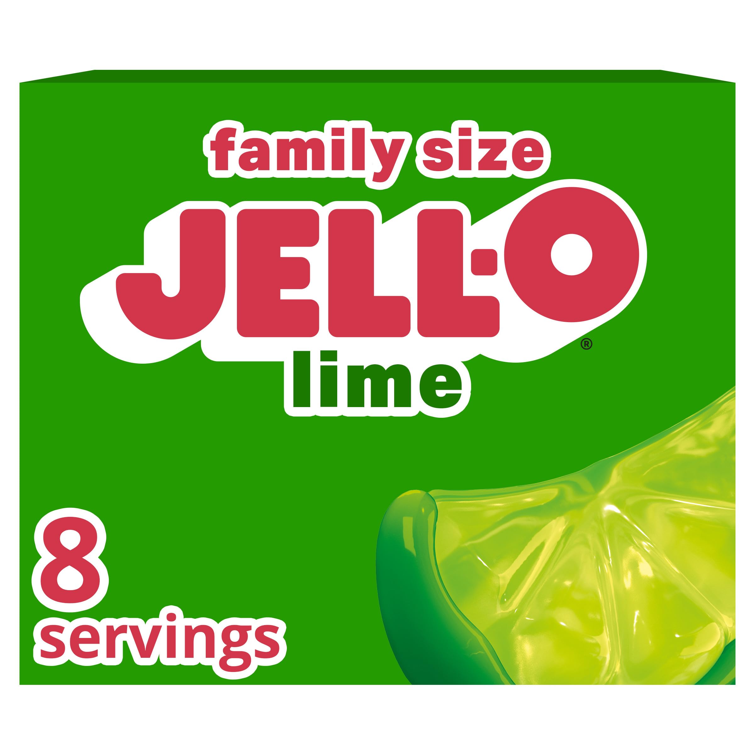 Jell-O Gelatin Dessert Mix, Family Size, Lime, 6 oz Box | 90 Calories per Servin