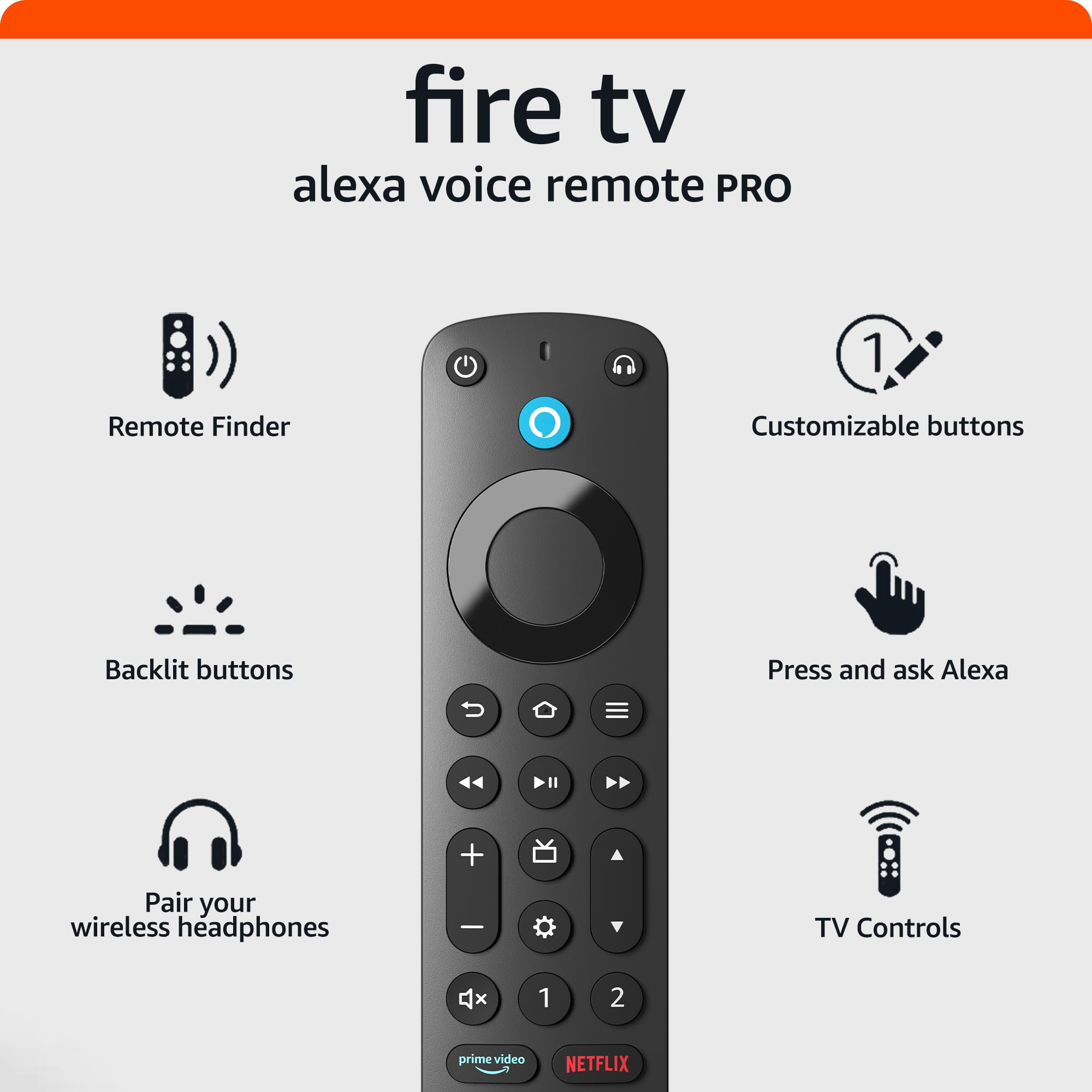 Amazon Fire TV Alexa Voice Remote Pro (newest model) with remote finder, TV cont