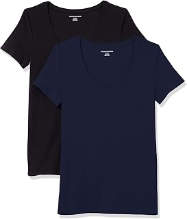 Amazon Essentials Women's Classic Fit Crew Neck Short Sleeve Cotton T-Shirt, Pack of 2 (Available in Plus Size)