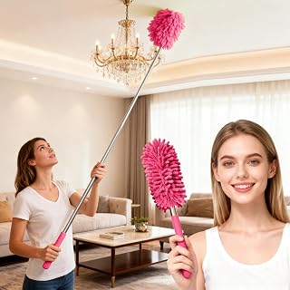 Extendable Microfiber Duster, Telescopic Dusting Brush, for Home and Car Cleaning, Adjustable Length, Soft and Flexible