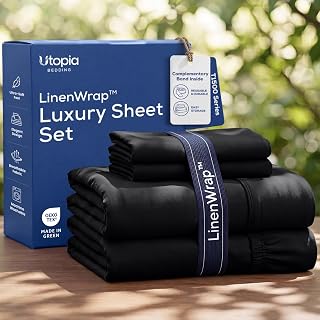 Utopia Bedding Queen Sheet Set - Brushed Microfiber - Soft Bed Sheets for Queen Size Bed Set - Includes 1 Fitted, 1 Flat, & 2 Pillow Cases - Deep Pocket (Black)